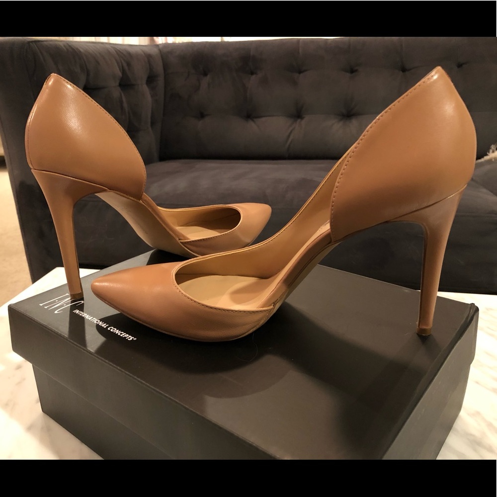 INC Kenjay Sable Pumps Heels, Nude/Tan, Size 8.5